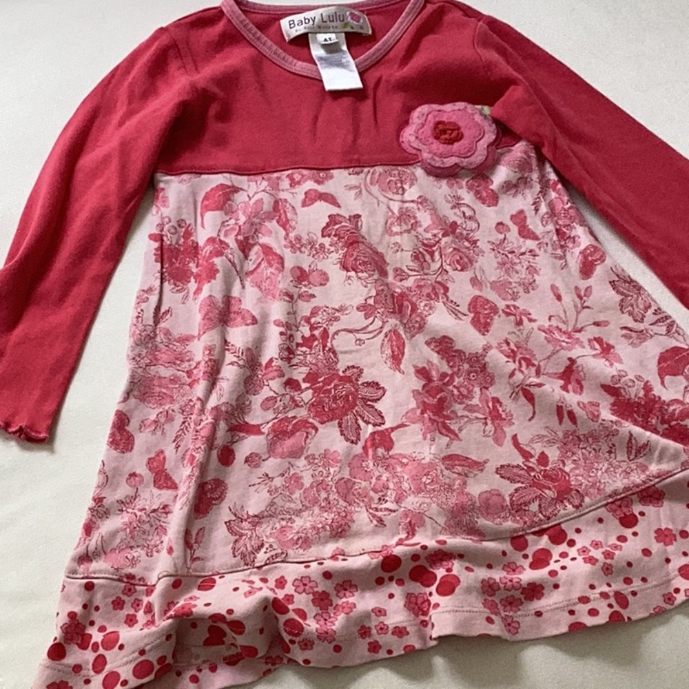 Pink Floral Kids Dress - Picture 3 of 4